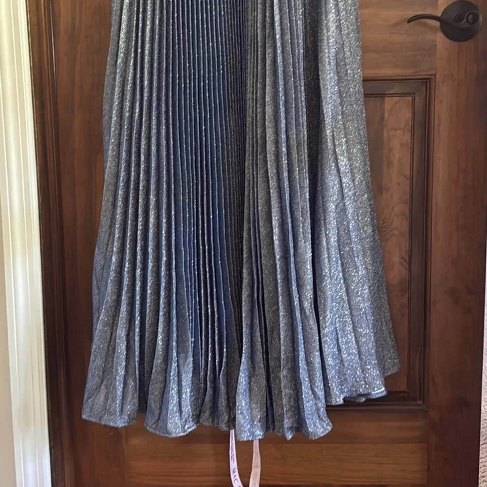 Mac DUGGAL Pleated Empire-Waist Long A-Line Dress 30725 Blue/Silver - Picture 11 of 14